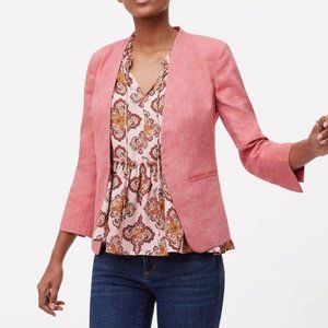 NWT LOFT Coral Linen Twill 3/4 Sleeve Blazer 12P